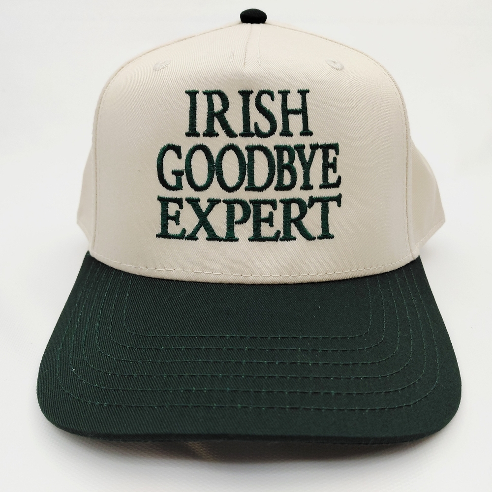 Irish St. Patricks Day Hat Cap 5 Panel Snapback Cream and Green